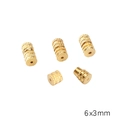 Golden 6x3mm brass cylinder screw clasps with knurled texture for DIY jewelry making - Style #06 / 1 Piece / Gold