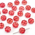 Sparkly red clover glass spacer beads with gold glitter for DIY jewelry making - Red