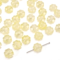 Light yellow four-leaf clover glass beads with center hole for DIY jewelry making - Yellow