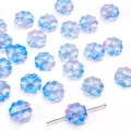 Blue-purple gradient glass flower beads for DIY jewelry making with central hole - Dark Blue