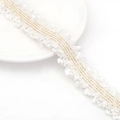Witte polyester kantband met gouden strepen voor het maken van DIY-sieraden - 4 Gouden Lijnen 3cm Breedte / Wit