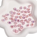 Irisierende rosa ovale ABS-Perlen für DIY-Handarbeitsschmuck und Zubehörherstellung - Gedreht / 7x10mm (2 Stück/Packung) / Rosa