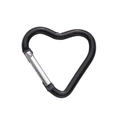 Black heart-shaped aluminum carabiner keychain with silver spring clip for DIY crafts - Heart Style (44x45mm) / 1 Piece / Black