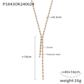 Collana a Y in acciaio al titanio dorato con pietre in zircone trasparente e catena regolabile - Bianco (P1843)