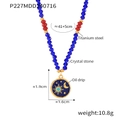 Collana in cristallo blu e rosso intrecciata a mano con ciondolo celeste in acciaio titanio - Oro