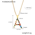 Colorful zircon letter A pendant necklace in gold finish with technical dimensions - Letter A (RP008-A)