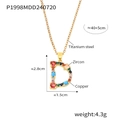 Gold-plated letter D pendant necklace featuring colorful cubic zirconia and chain size info - Letter D (RP008-D)