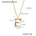 Collier en cuivre doré avec pendentif en forme de lettre E serti de zircons colorés - Lettre E (RP008-E)
