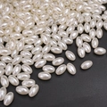 Creamy white oval ABS faux pearl beads with hole for DIY handmade jewelry crafts - Oval (Style 01) / 6x10mm (100 Pieces/Pack) / Beige