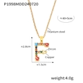 Collier avec pendentif lettre F dorée serti de zircons colorés et chaîne en acier - Lettre F (RP008-F)