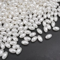 Rice-shaped white ABS faux pearl beads with holes for DIY jewelry making - Oval (Style 02) / 6x10mm (100 Pieces/Pack) / White