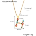 Collier pendentif lettre H en cuivre doré avec pierres en zircone colorées - Lettre H (RP008-H)