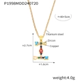 Pendentif lettre I en zircon coloré sur collier en acier titane doré style hip hop - Lettre I (RP008-I)