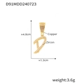 Ciondolo lettera D in ottone placcato oro con zirconi incastonati e altezza 4cm - Lettera D