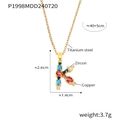 Pendentif lettre K doré avec pierres de zircon colorées sur une chaîne en acier - Lettre K (RP008-K)