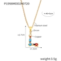 Pendentif lettre L doré serti de zircons colorés sur une fine chaîne maille - Lettre L (RP008-L)