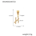 Ciondolo lettera H in rame placcato oro 18k con pietre di zircone micro-incastonate - Lettera H