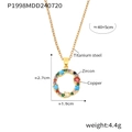 Collier en acier titane doré avec pendentif rond en cuivre serti de zircons colorés - Lettre O (RP008-O)