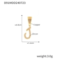 Ciondolo lettera J in rame placcato oro 18k con zirconi, charm corsivo altezza 4cm - Lettera J