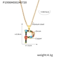 Collier avec pendentif lettre P serti de zircons colorés sur chaîne en titane - Lettre P (RP008-P)