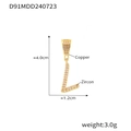 Ciondolo chic lettera L in rame placcato oro 18k con zirconi pavé per gioielli DIY - Taglia L