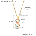 Pendentif lettre S en zircon coloré, base en cuivre doré 18K et chaîne en titane - Lettre S (RP008-S)