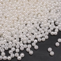 Glossy white ABS faux pearl beads with hole for DIY jewelry making and bracelets - Round Bead (Style 13)