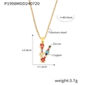 Pendentif lettre V en acier doré serti de zircons colorés avec chaîne ajustable - Lettre V (RP008-V)