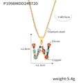 Collier avec pendentif lettre W en zircon coloré et chaîne en acier titane doré - Lettre W (RP008-W)