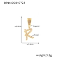 Ciondolo lettera R in rame placcato oro 18k con zirconi micro-pave per gioielli fai da te - Lettera R