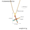 Collier avec pendentif lettre X dorée, zircons multicolores et chaîne en acier titane - Lettre X (RP008-X)