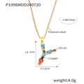 Collier avec pendentif lettre Y en cuivre doré serti de zircons cubiques colorés - Lettre Y (RP008-Y)
