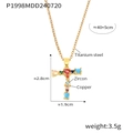Pendentif croix doré avec zircons multicolores et chaîne élégante en acier titane - Croix (RP008-T)