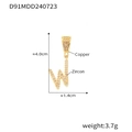 Ciondolo lettera W in rame placcato oro 18k con zirconi incastonati altezza 4cm - Lettera W