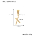 Ciondolo chic lettera X in rame placcato oro 18k con zirconi e dettagli misure - Lettera X