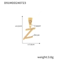 Ciondolo lettera Z in rame placcato oro 18k con zirconi micro-incastonati, 4,2 cm - Lettera Z
