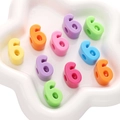 Perline colorate in acrilico con numeri per gioielli fai da te in ciotola - Numero 6