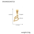 Ciondolo lettera B in rame placcato oro 18k con zirconi micro-incastonati - Lettera B