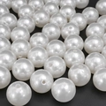 Polished white round ABS pearls with pre-drilled holes for DIY jewelry and crafts - Round Bead (Style 34)