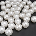 Polished white ABS faux pearls with pre-drilled holes for DIY jewelry making - Round Bead (Style 36)