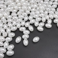Polished white oval ABS imitation pearls with holes for DIY jewelry making - Oval (Style 04)