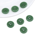 Dunkelgrüne Glas-Jade-Pi-Scheiben-Perlen für DIY-Schmuckherstellung und Handarbeit - 15mm-Mittleres Loch (10 Stück/Packung) / Dunkelgrüner Jade