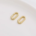 Fermoirs à ressort ovales plaqués or 14K polis pour la création de bijoux DIY - Style 02 / 8x16mm (1 Pièce/Paquet) / Or