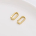 Boucles d'oreilles ovales en forme de U plaquées or 14K au fini poli brillant - Style 03 / 8x16mm (1 Pièce/Paquet) / Or