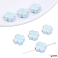 12mm light blue ceramic flower beads with iridescent finish for DIY jewelry making - 12mm / Four-leaf Clover (5532104770626) / 2 Pieces/Pack / Light Blue