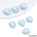 Light blue ceramic heart-shaped loose beads 12x12mm with pearl finish for DIY jewelry - 12x12mm / Heart (5532104770628) / 2 Pieces/Pack / Light Blue