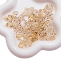 Perles en acrylique à bord doré en forme de papillon et rose pour bijoux DIY - 12-30mm (20g/Paquet, env. 30-35 pcs) / Transparent