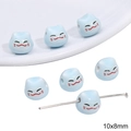Light blue cat-shaped ceramic bead 10x8mm with smiling face for DIY jewelry making - Lucky Cat Shape / 10x8mm 2 Pieces/Pack