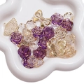 Assorted 12-30mm acrylic gold-edged mixed purple and clear beads for DIY jewelry making - 12-30mm (20g/Pack, Approx. 30-35 Pcs) / Purple