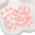Pink gradient cherry blossom resin beads with frosted texture for DIY jewelry - Gold Deep Pink (10 Pieces/Pack)